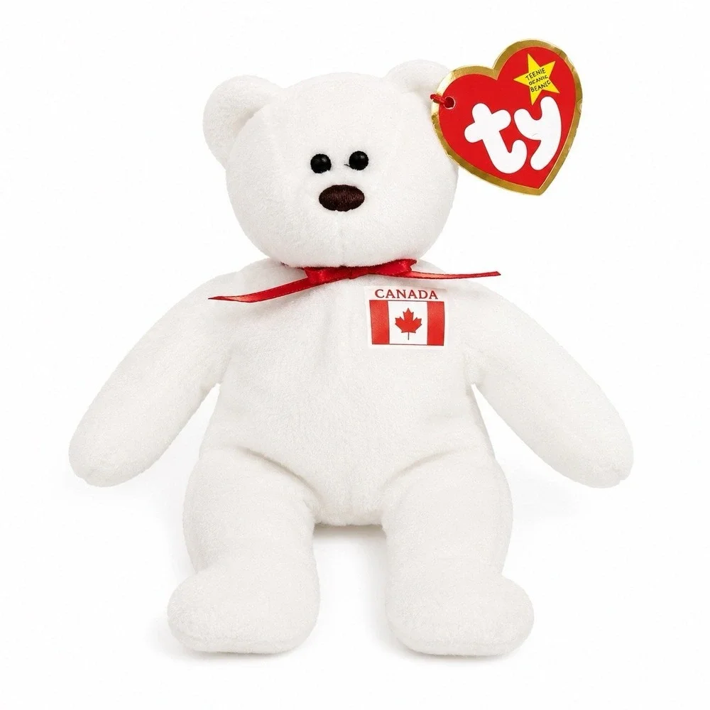 Ty Teenie Beanie Baby Maple the Bear Plush Canada White Teddy McDonald's Toy